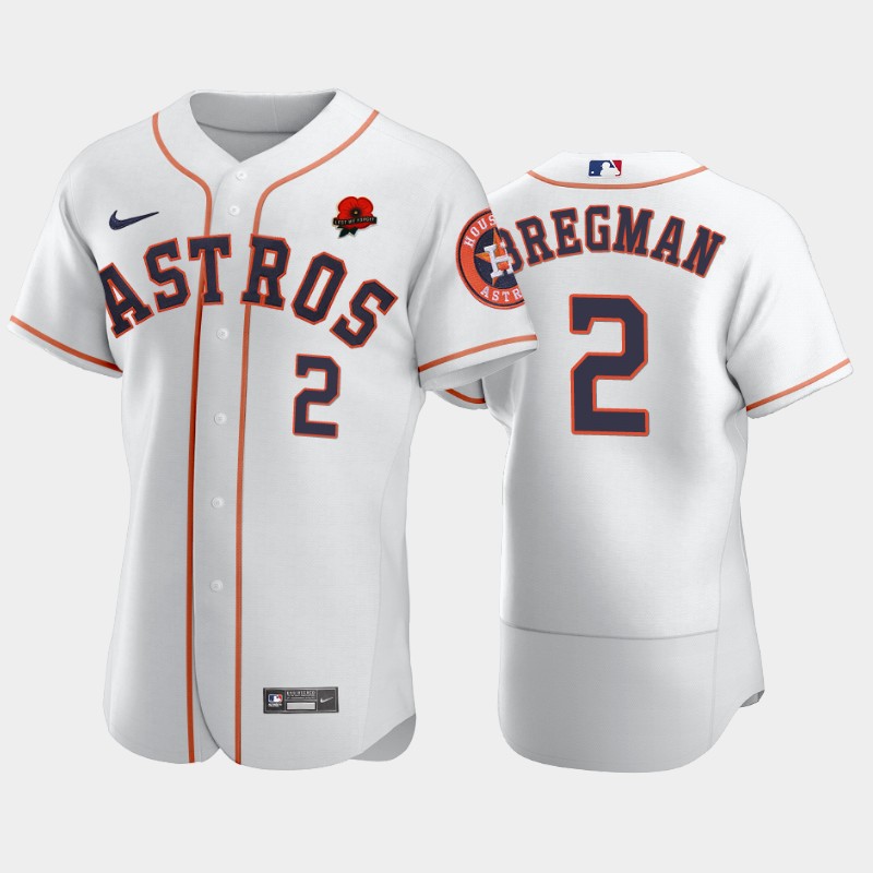 Houston Astros #2 Alex Bregman Men's Nike Authentic 2021 Memorial Day MLB Jersey - White