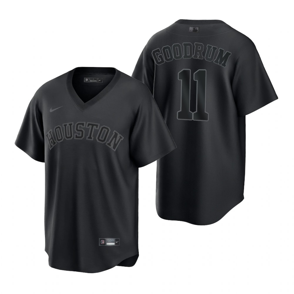 Houston Astros #11 Niko Goodrum Nike Men's MLB Black Pitch Black Fashion Jersey