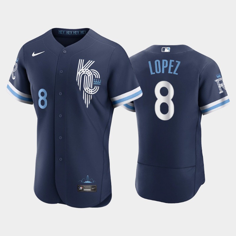 Kansas City Royals #8 Nicky Lopez Men's Nike Authentic 2022 City Connect Navy Jersey