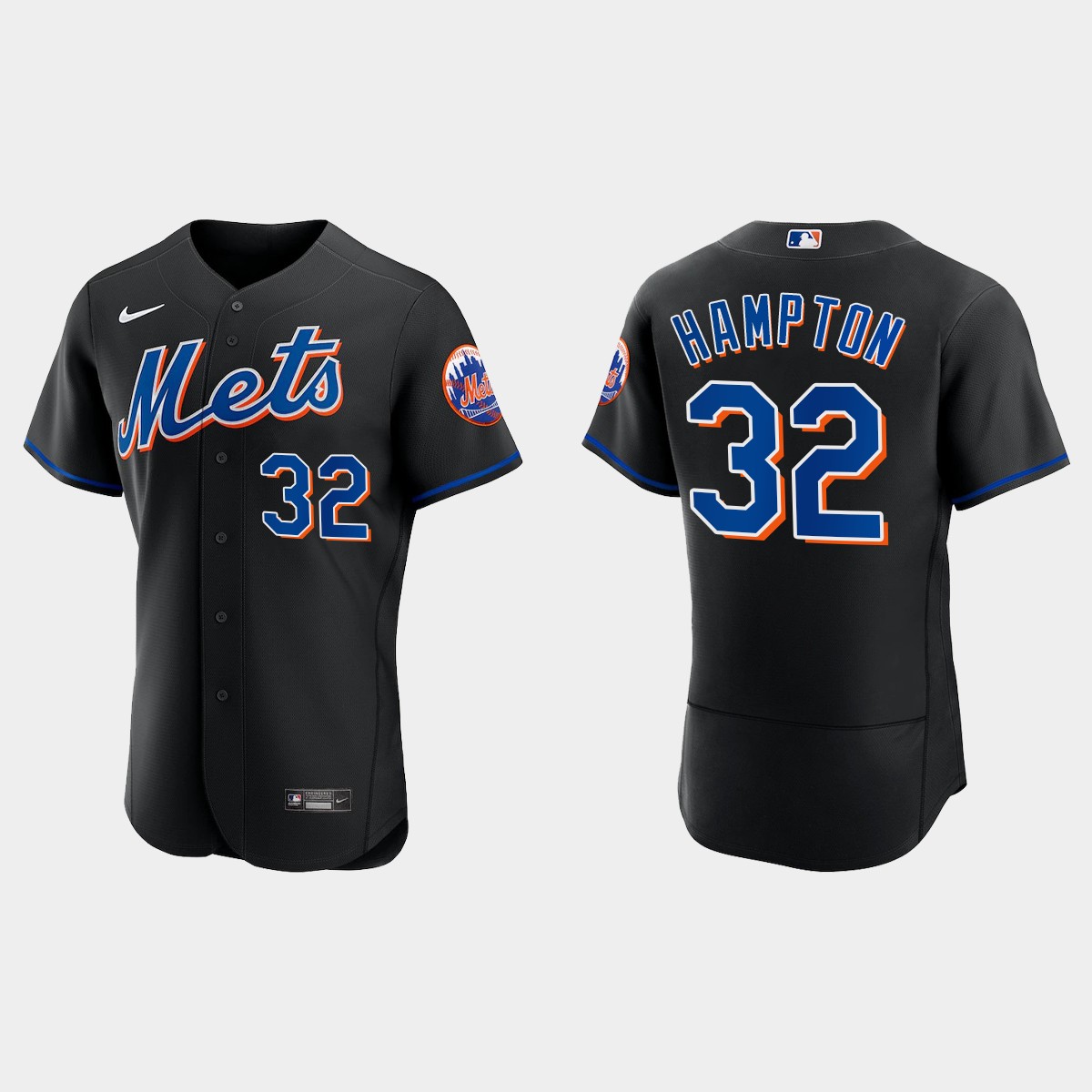 New York Mets #32 Mike Hampton Men's Nike 2022 Authentic Alternate Stitched MLB Jersey - Black
