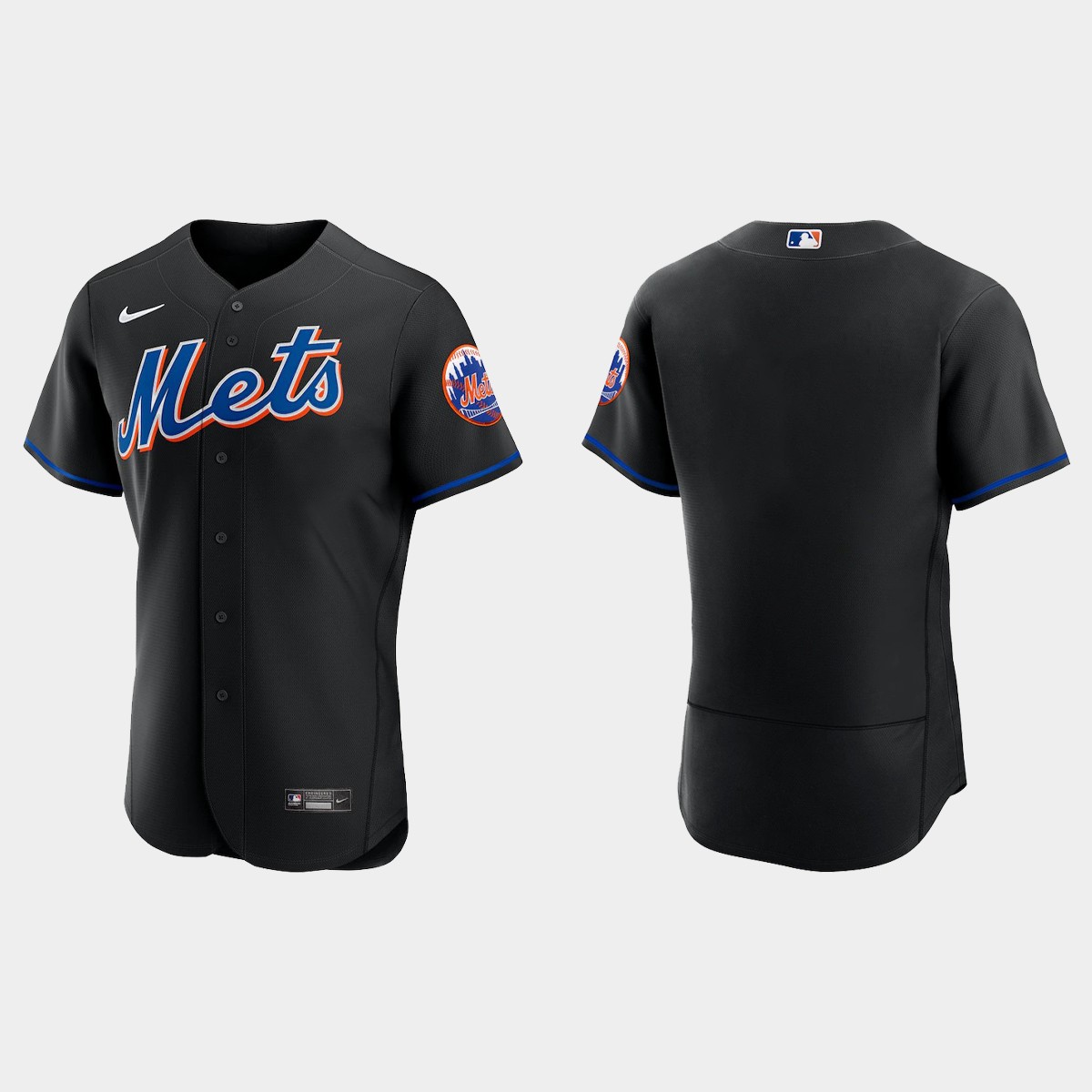 New York Mets Blank Men's Nike 2022 Authentic Alternate Stitched MLB Jersey - Black
