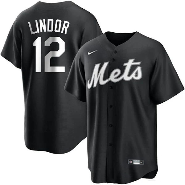 New York Mets #12 Francisco Lindor Men's Nike 2021 All Black Fashion MLB Jersey