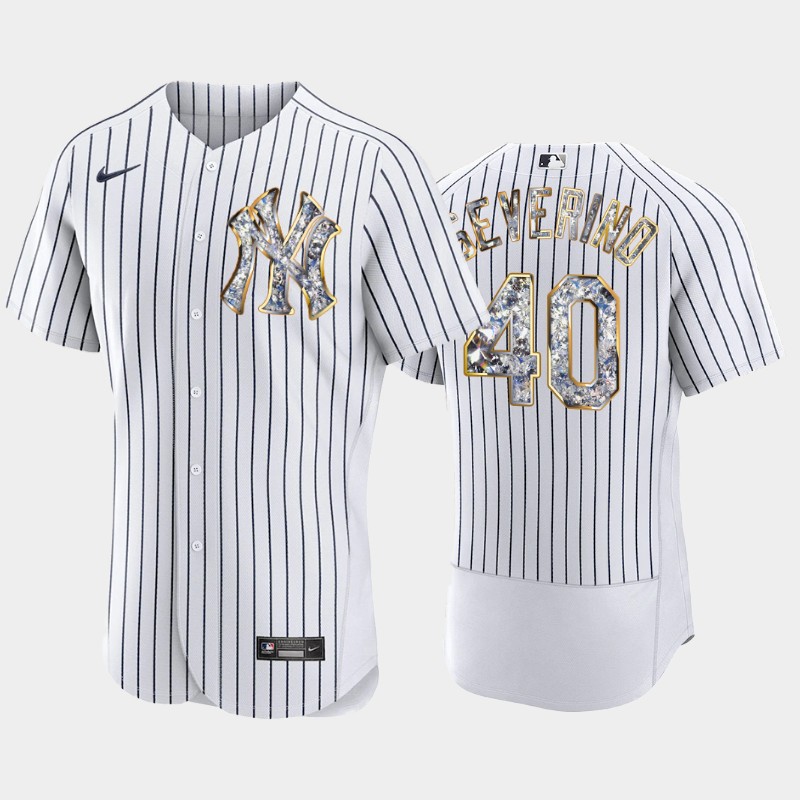New York Yankees #40 Luis Severino Men's Nike Diamond Edition MLB Jersey - Navy