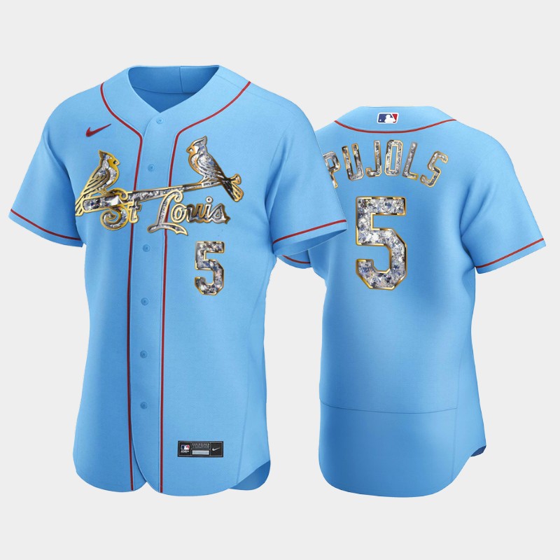 St.Louis Cardinals #5 Albert Pujols Men's Nike Diamond Edition MLB Jersey - Blue