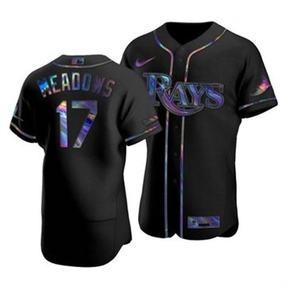 Tampa Bay Rays #17 Austin Meadows Men's Nike Iridescent Holographic Collection MLB Jersey - Black
