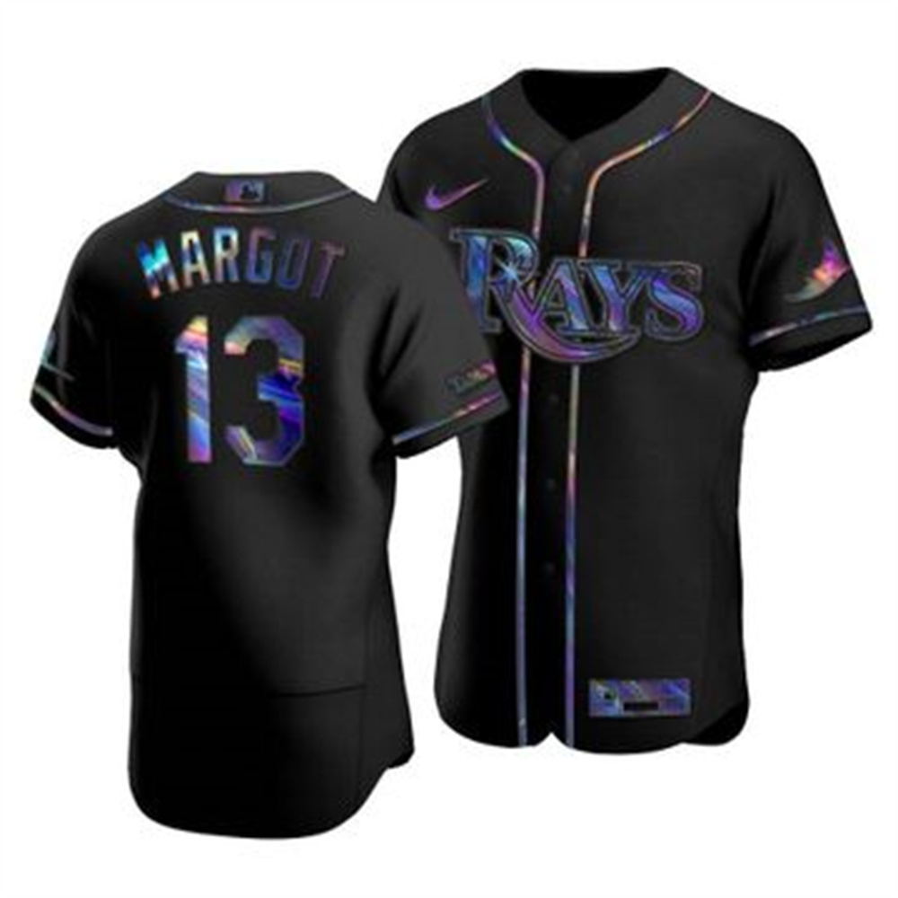 Tampa Bay Rays #13 Manuel Margot Men's Nike Iridescent Holographic Collection MLB Jersey - Black