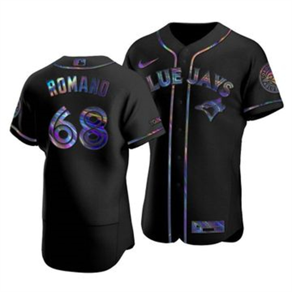 Toronto Blue Jays #68 Jordan Romano Men's Nike Iridescent Holographic Collection MLB Jersey - Black