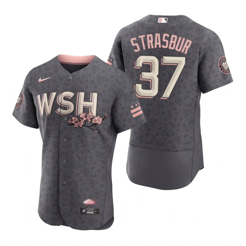 Washington Nationals #37 Stephen Strasburg Men's Nike Authentic Gray 2022 City Connect Jersey
