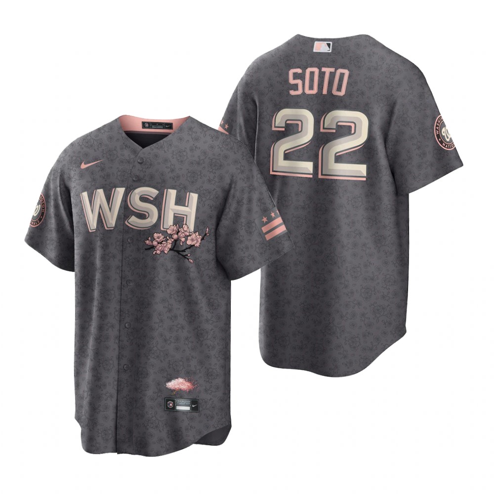 Washington Nationals #22 Juan Soto Men's Nike Gray Game 2022 City Connect Replica Jersey