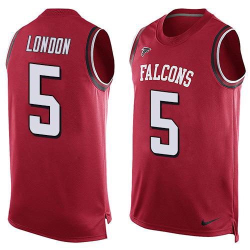 Nike Falcons #5 Drake London Red Team Color Men's Stitched NFL Limited Tank Top Jersey