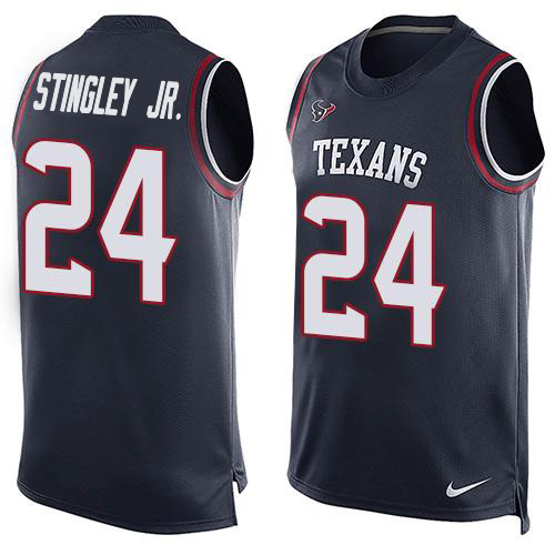 Nike Texans #24 Derek Stingley Jr. Navy Blue Team Color Men's Stitched NFL Limited Tank Top Jersey
