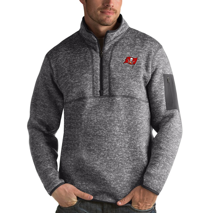 Tampa Bay Buccaneers Antigua Fortune Quarter-Zip Pullover Jacket Charcoal