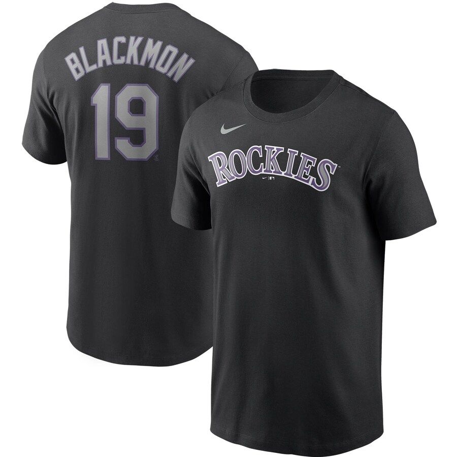 Colorado Rockies #19 Charlie Blackmon Nike Name & Number T-Shirt Black