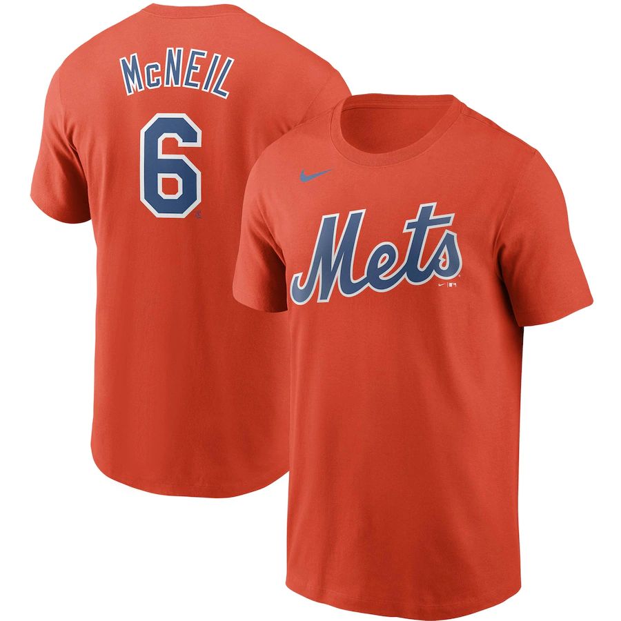 New York Mets #6 Jeff McNeil Nike Name & Number T-Shirt Orange