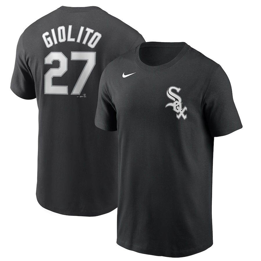 Chicago White Sox #27 Lucas Giolito Nike Name & Number T-Shirt Black