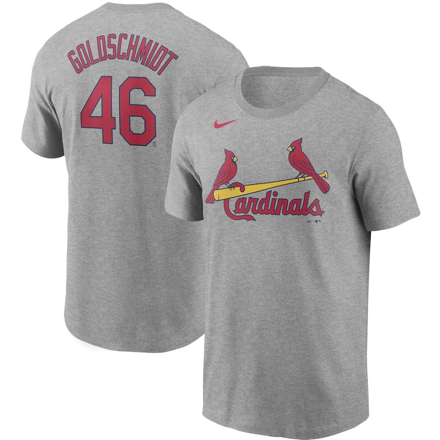 St. Louis Cardinals #46 Paul Goldschmidt Nike Name & Number T-Shirt Gray