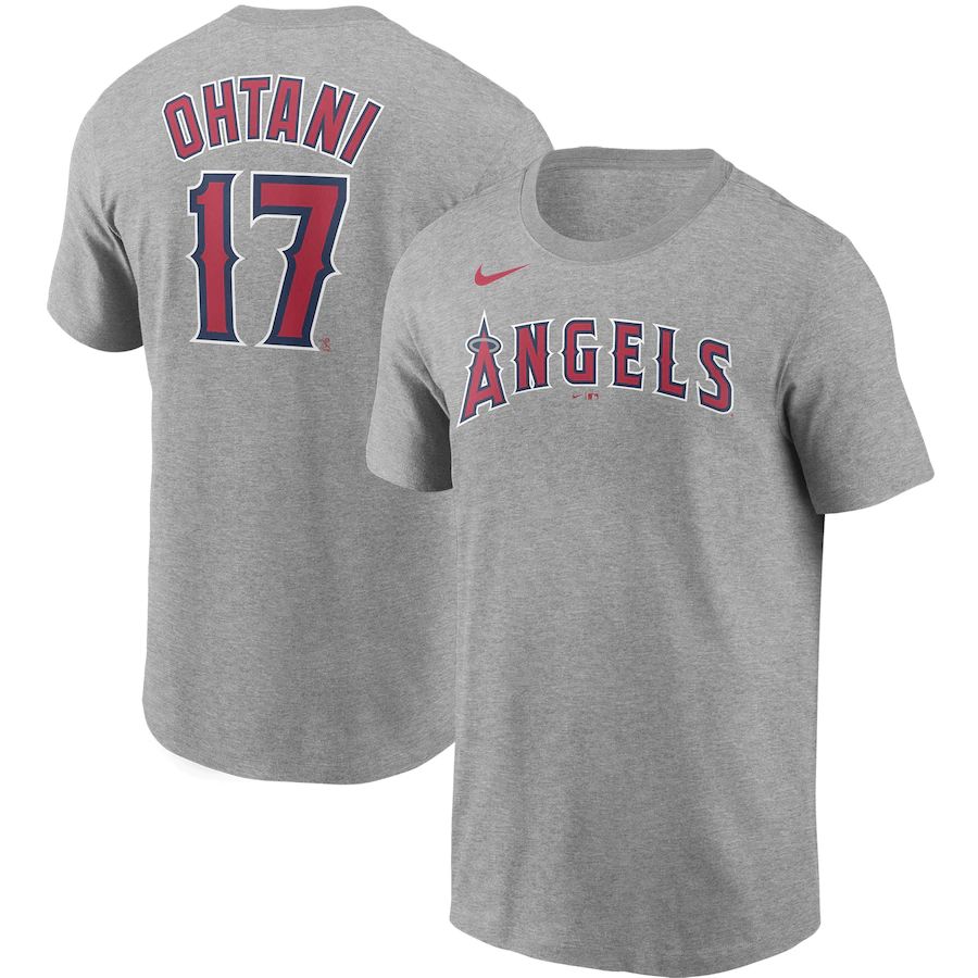 Los Angeles Angels #17 Shohei Ohtani Nike Name & Number T-Shirt Gray