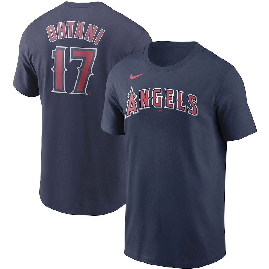 Los Angeles Angels #17 Shohei Ohtani Nike Name & Number T-Shirt Navy
