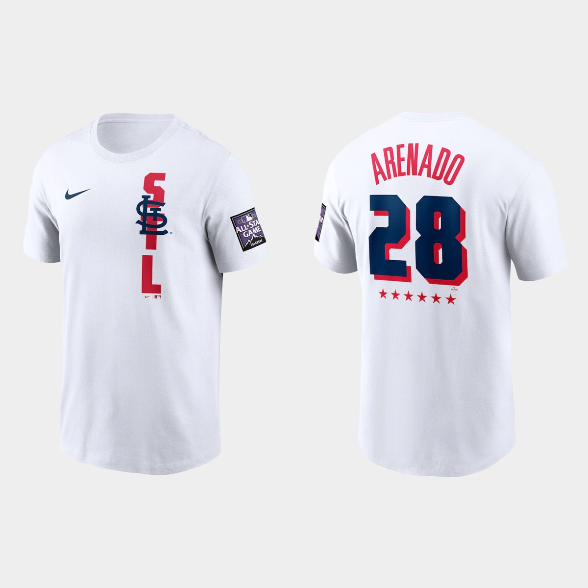 St.Louis Cardinals #28 Nolan Arenado Men's 2021 Mlb All Star Game Wordmark White T-Shirt