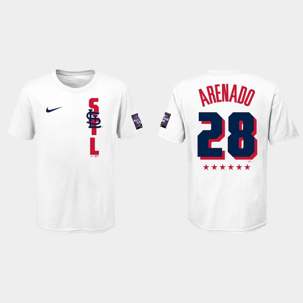 St.Louis Cardinals #28 Nolan Arenado Youth 2021 Mlb All Star Game White T-Shirt