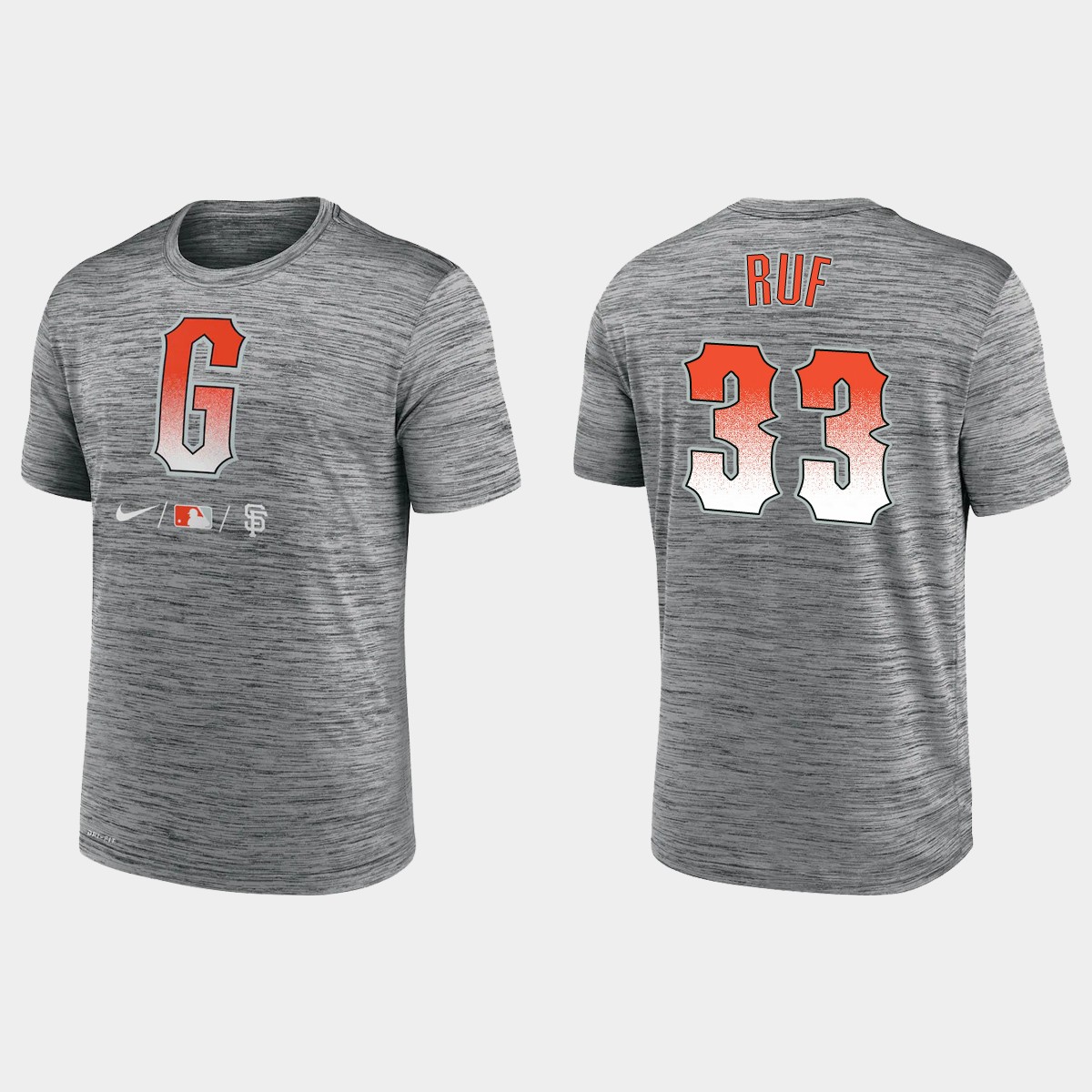 San Francisco Giants #33 Darin Ruf Men's 2021 City Connect Anthracite T-shirt