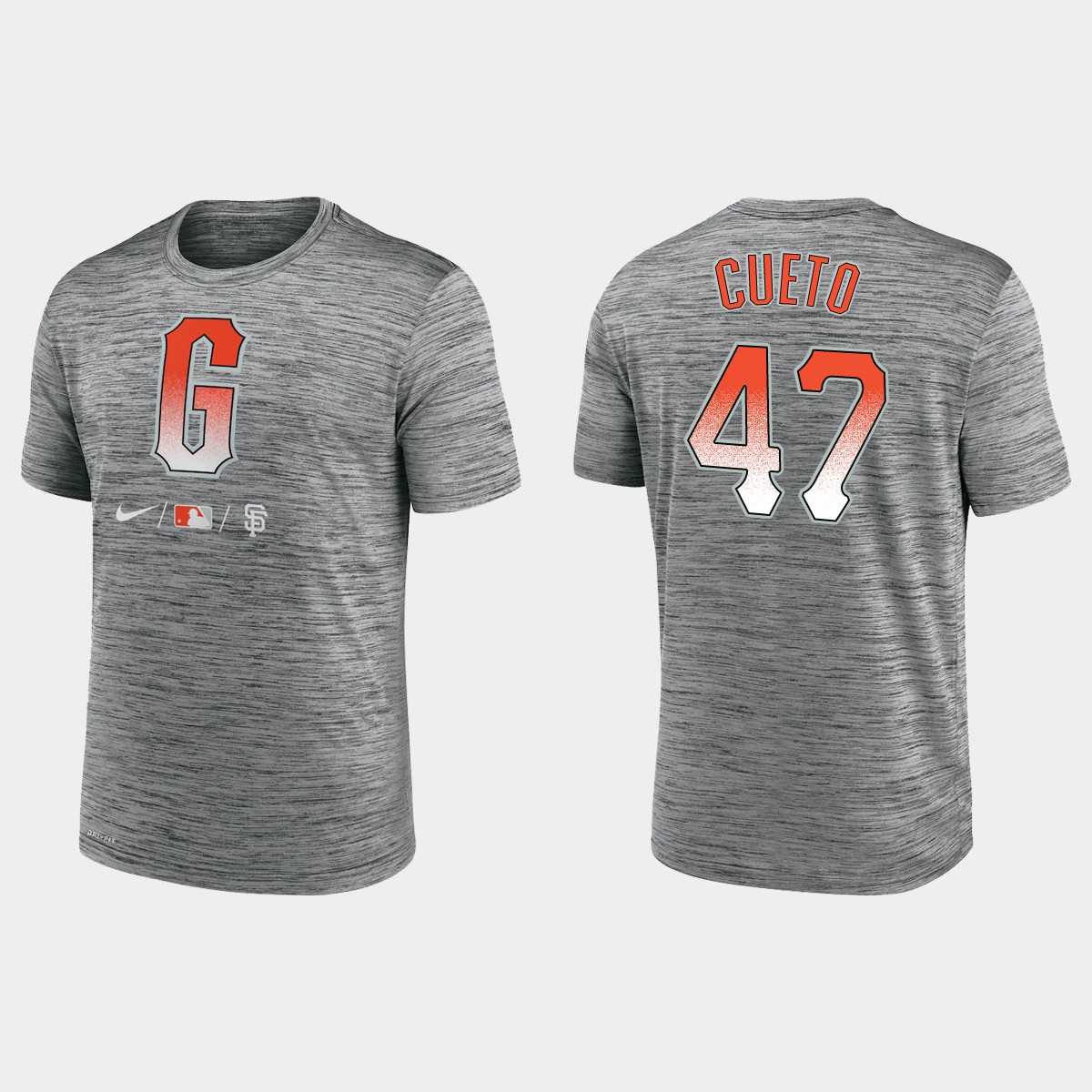 San Francisco Giants #47 Johnny Cueto Men's 2021 City Connect Anthracite T-shirt