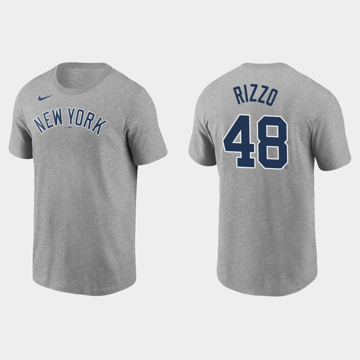 Nike Yankees #48 Anthony Rizzo Name & Number MLB T-Shirt Gray