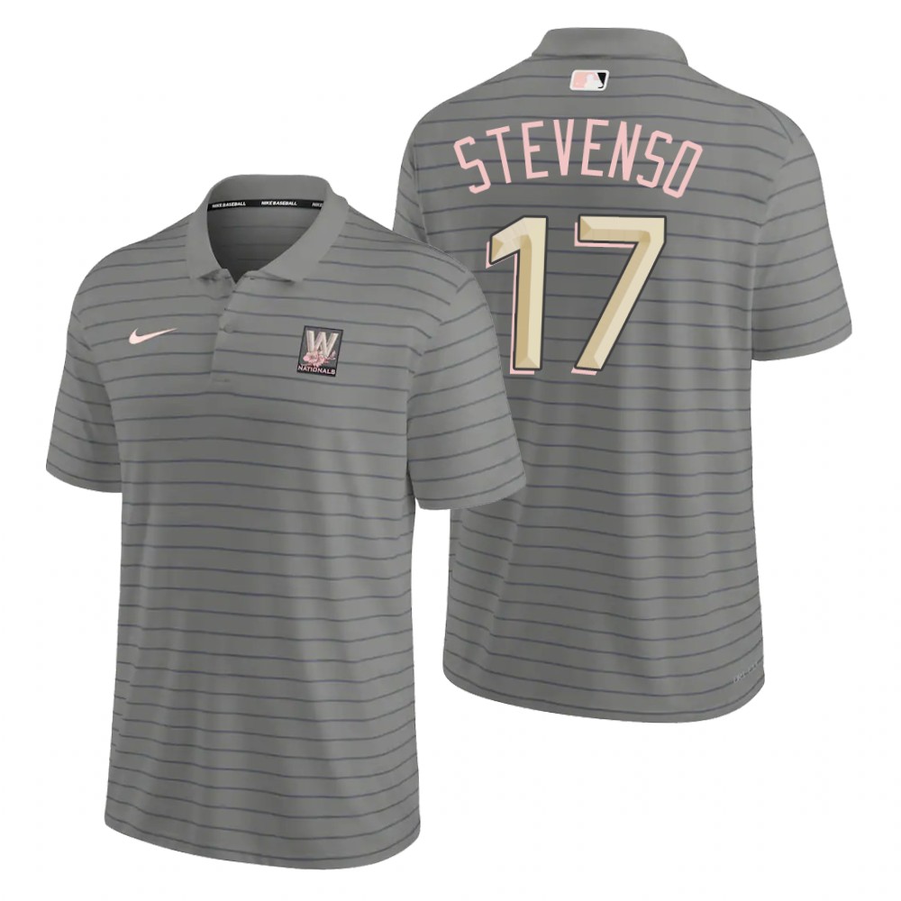 Washington Nationals #17 Andrew Stevenson Men's Nike 2022 City Connect Gray Franchise Polo