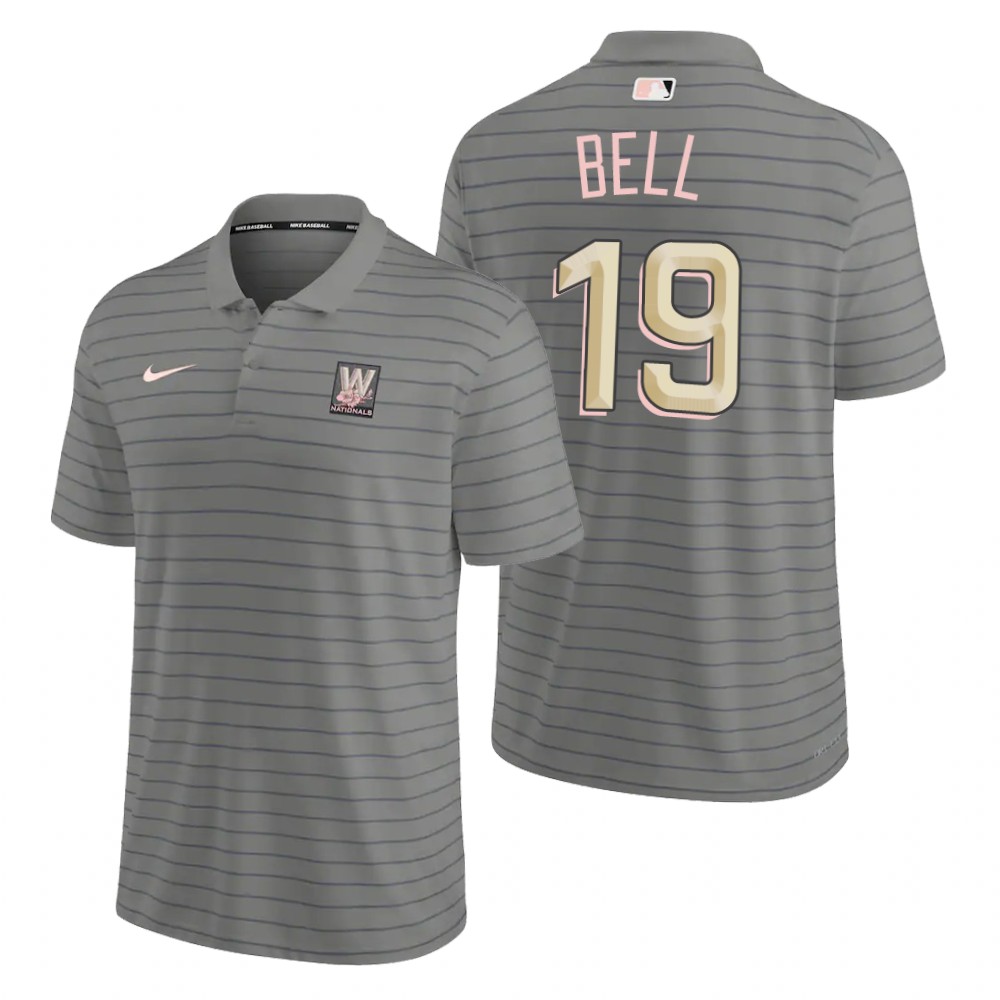 Washington Nationals #19 Josh Bell Men's Nike 2022 City Connect Gray Franchise Polo