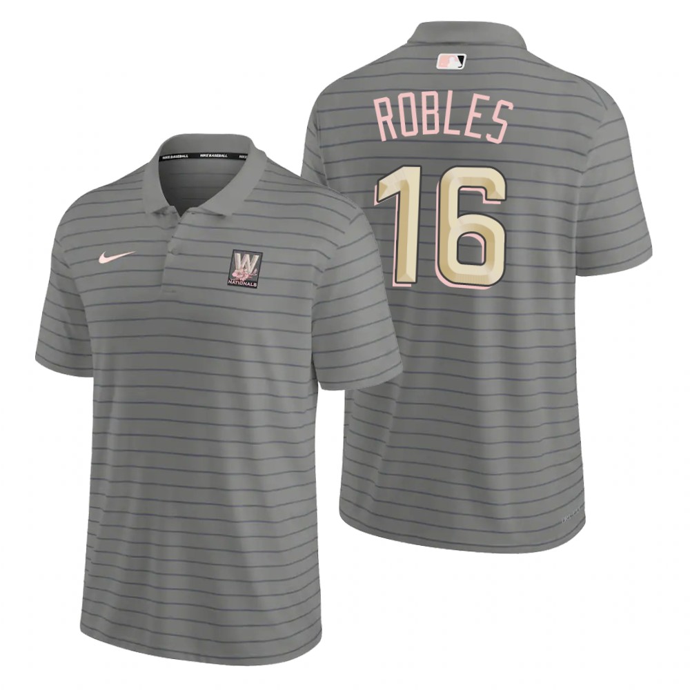 Washington Nationals #16 Victor Robles Men's Nike 2022 City Connect Gray Franchise Polo
