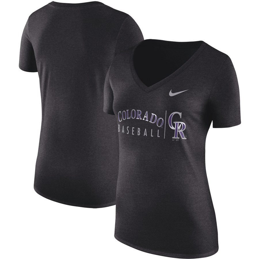 Colorado Rockies Nike Women's Tri-Blend Practice T-Shirt Black