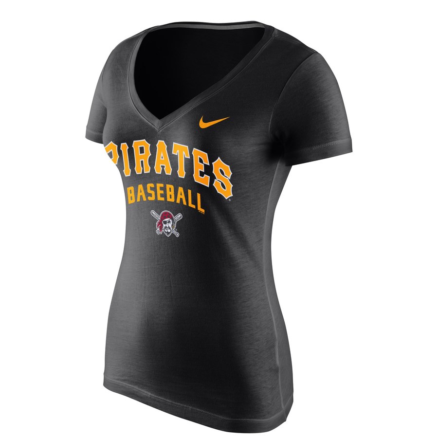 Pittsburgh Pirates Nike Women's New Practice V-Neck T-Shirt Black