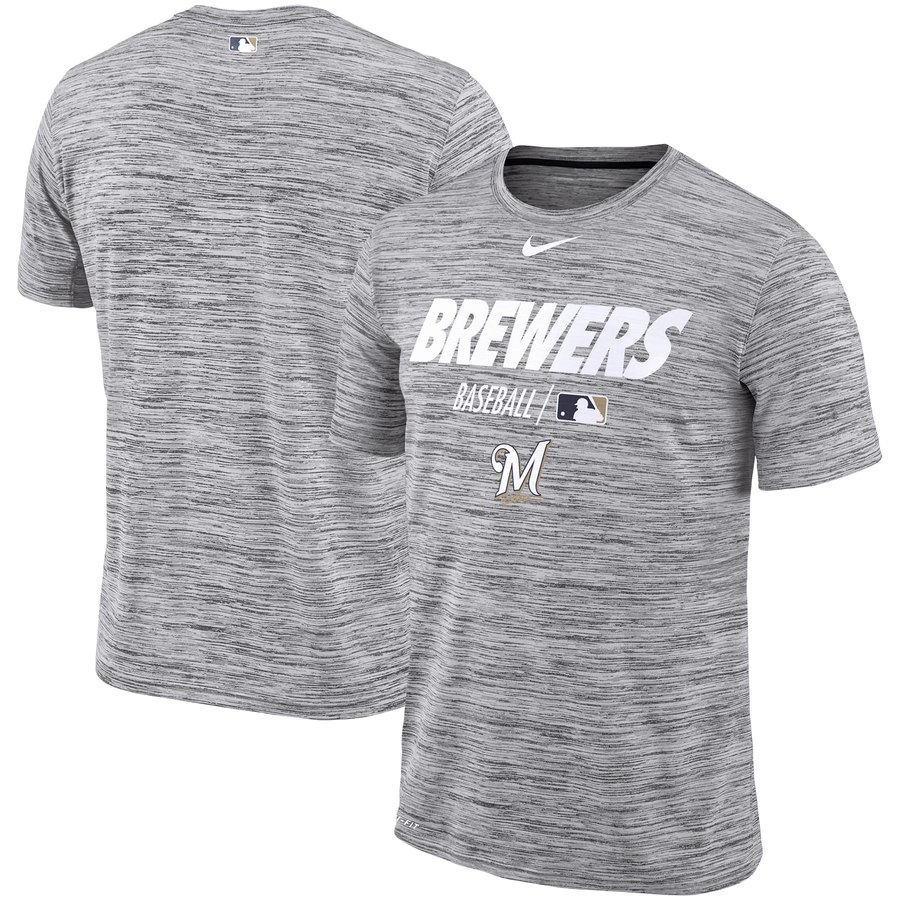 Milwaukee Brewers Nike Authentic Collection Velocity Team Issue Performance T-Shirt Gray