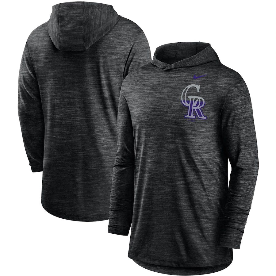 Colorado Rockies Nike Split Logo Performance Long Sleeve Hoodie Top Black