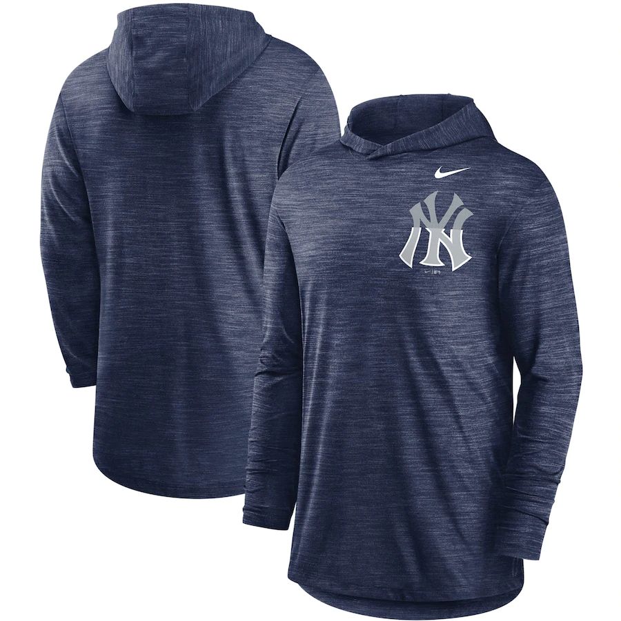 New York Yankees Nike Split Logo Performance Long Sleeve Hoodie Top Navy