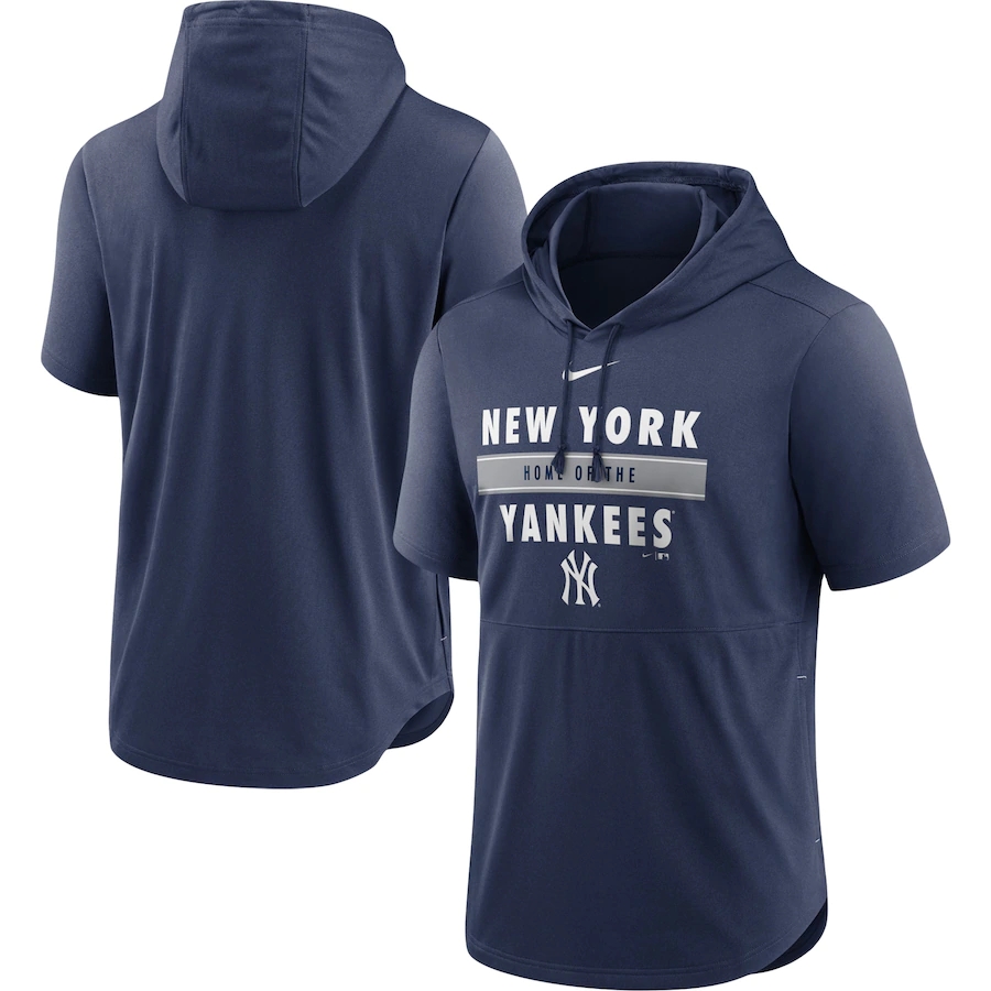 Men's New York Yankees Nike Navy Home Team Performance Short Sleeve Hoodie Top.webp