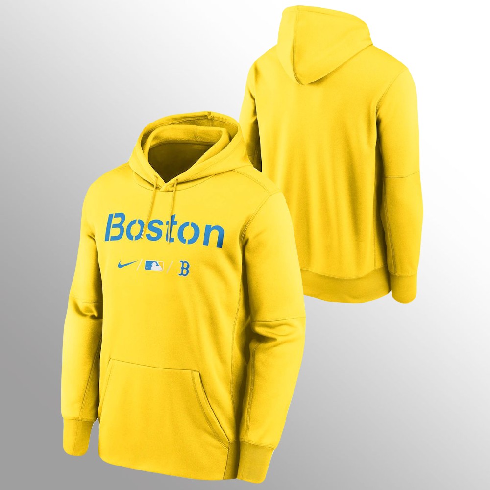 Boston Red Sox Men's 2021 City Connect Gold Pullover Baseball Hoodie