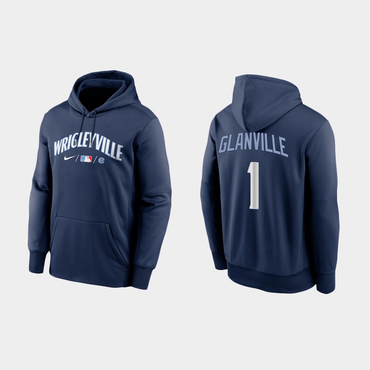 Chicago Cubs #1 Doug Glanville Men's 2021 City Connect Navy Therma Hoodie