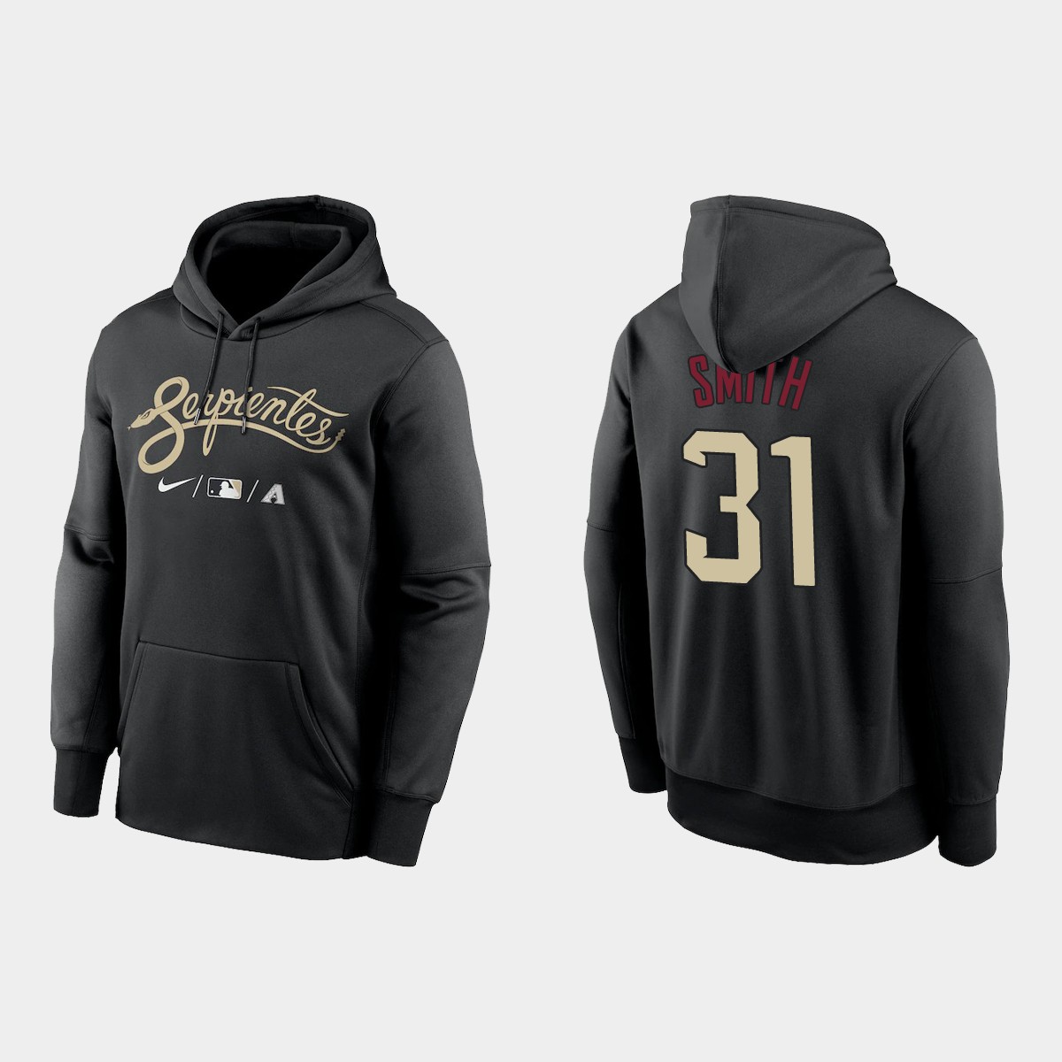 Arizona Diamondbacks #31 Caleb Smith Men's Nike 2021-City Connect Therma Hoodie Black
