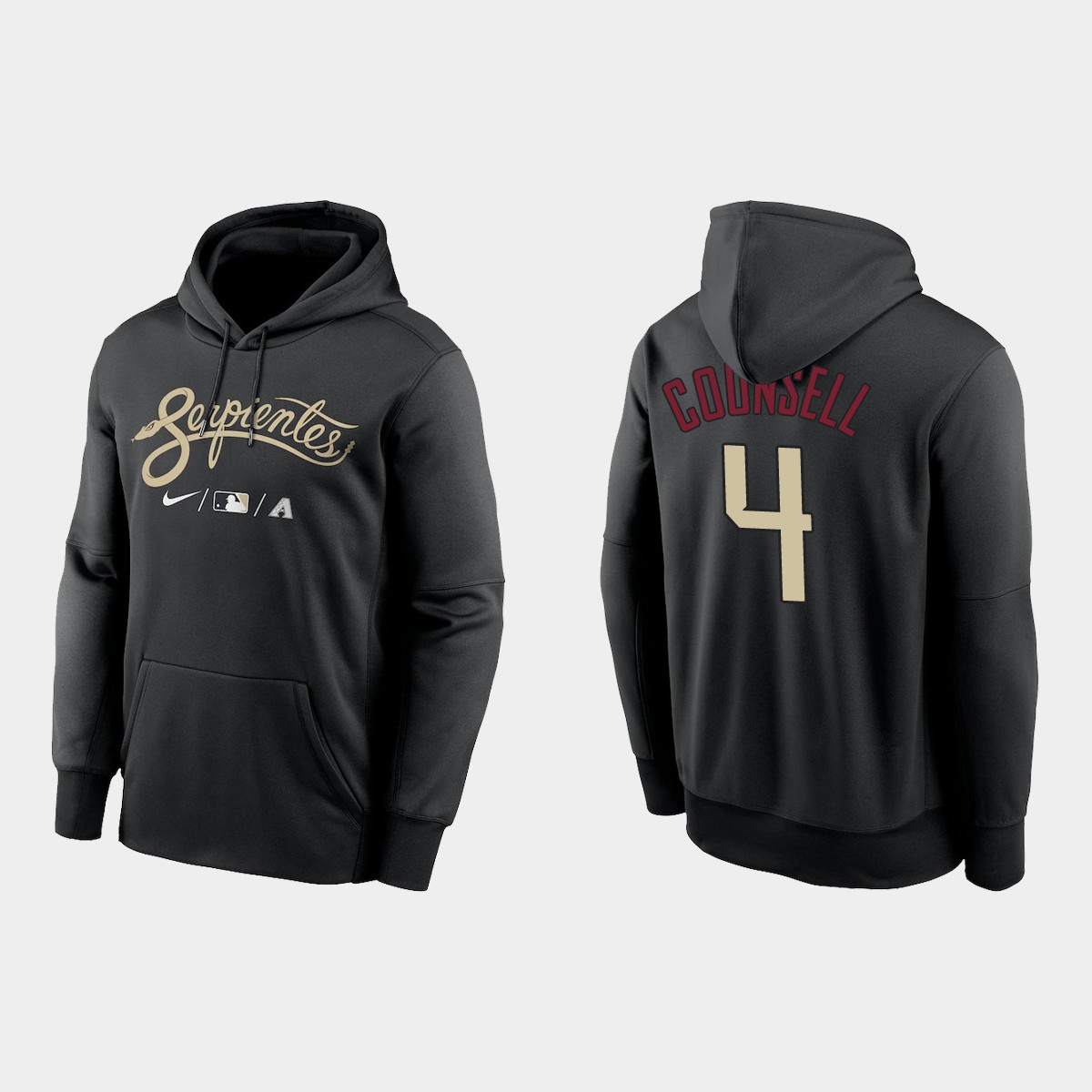 Arizona Diamondbacks #4 Craig Counsell Men's Nike 2021-City Connect Therma Hoodie Black