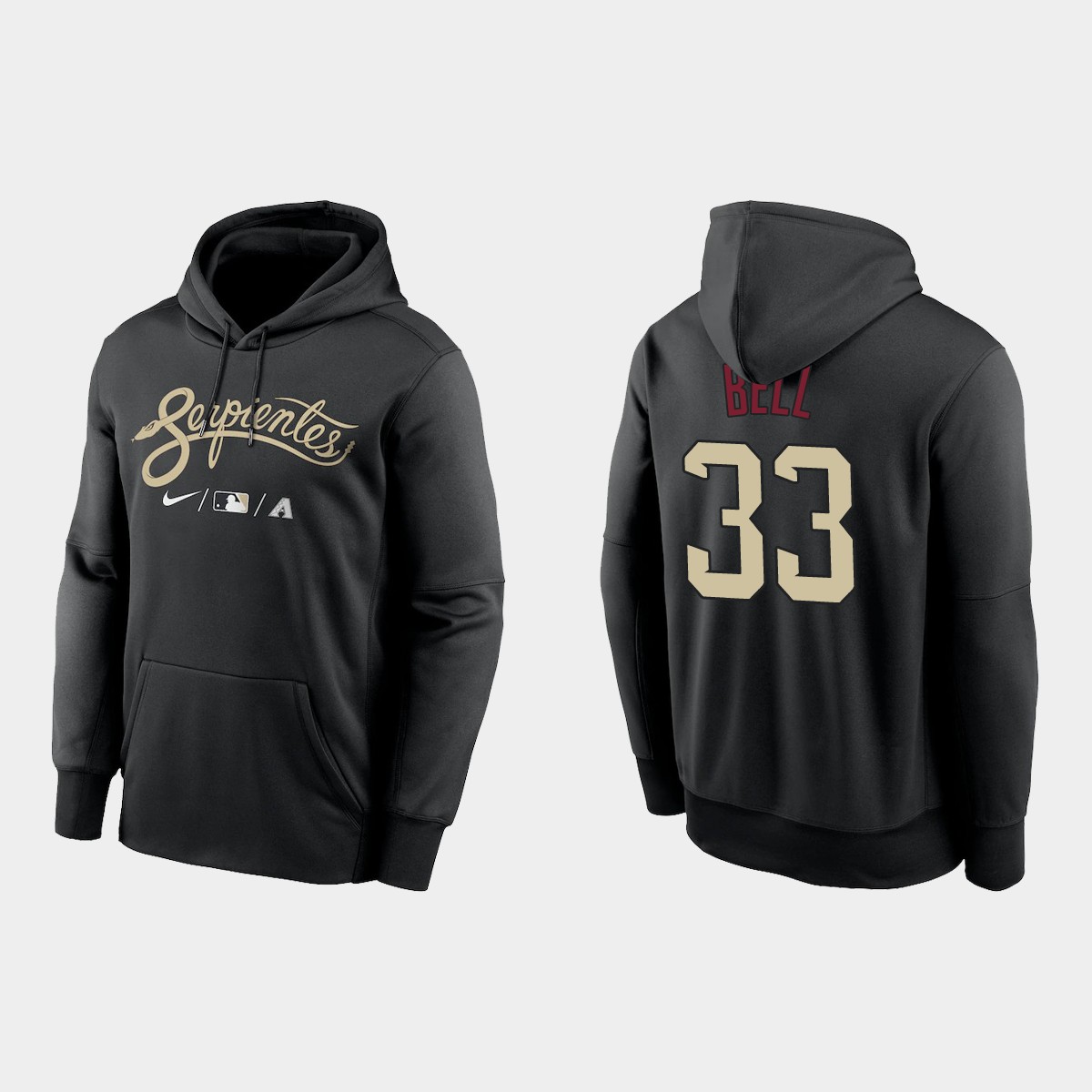 Arizona Diamondbacks #33 Jay Bell Men's Nike 2021-City Connect Therma Hoodie Black