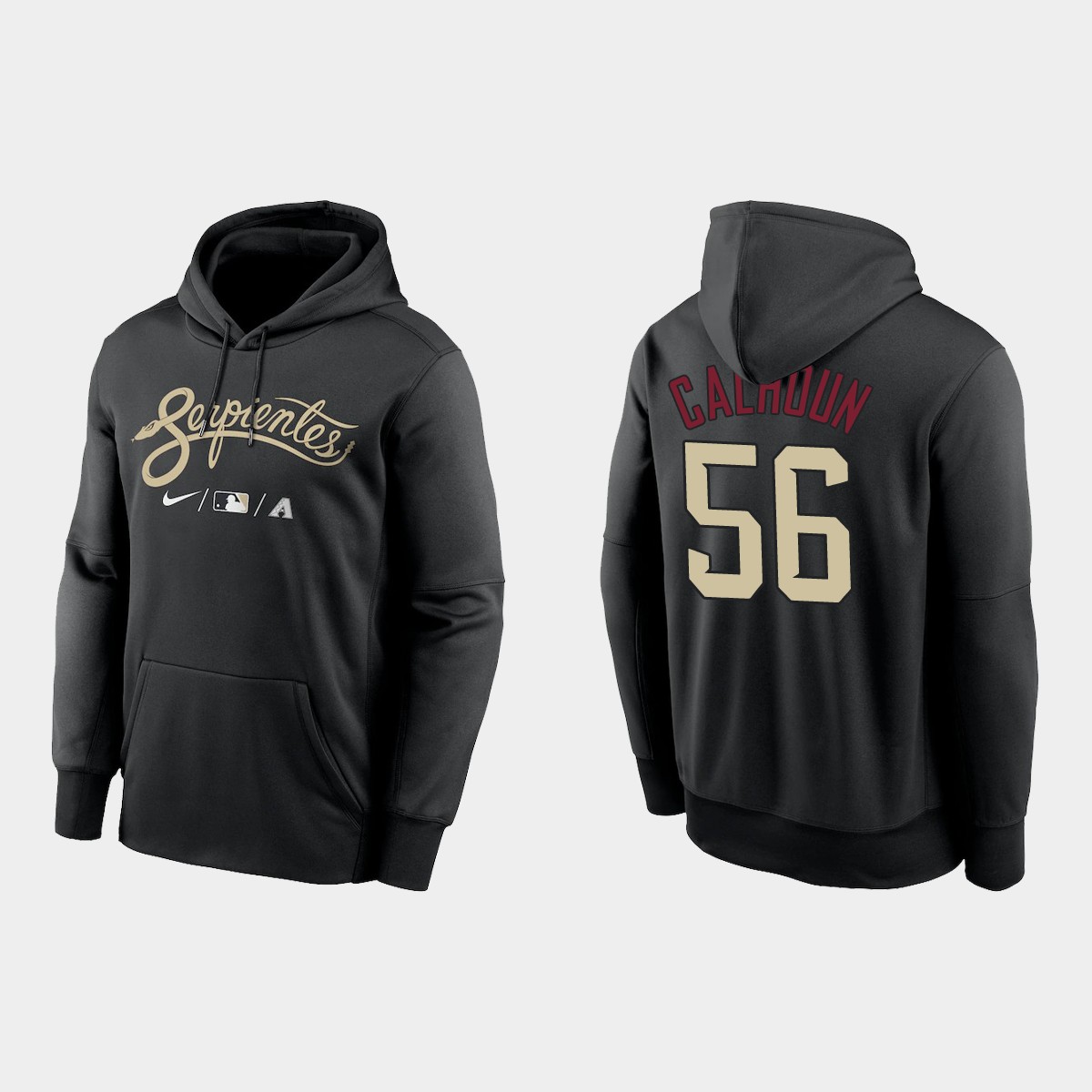 Arizona Diamondbacks #56 Kole Calhoun Men's Nike 2021-City Connect Therma Hoodie Black
