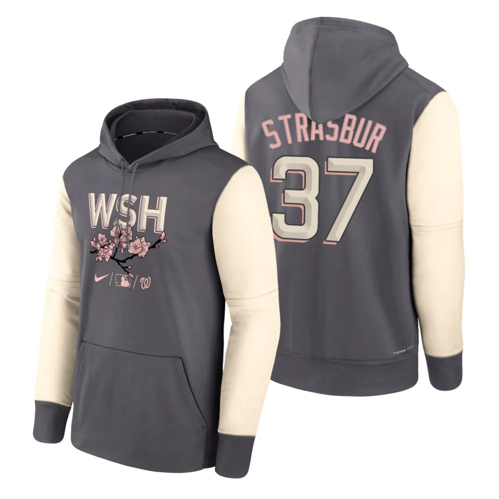 Washington Nationals #37 Stephen Strasbur 2022 City Connect Gray Hoodie
