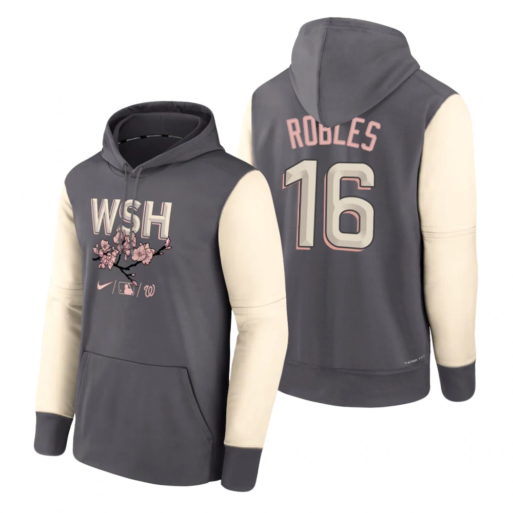 Washington Nationals #16 Victor Robles 2022 City Connect Gray Hoodie