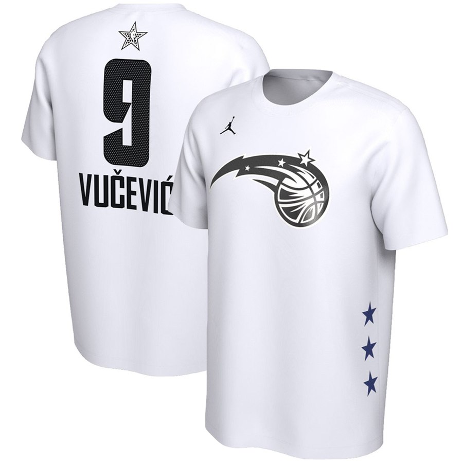 Orlando Magic #9 Nikola Vucevic Jordan Brand 2019 NBA All-Star Game Name & Number Performance T-Shirt White
