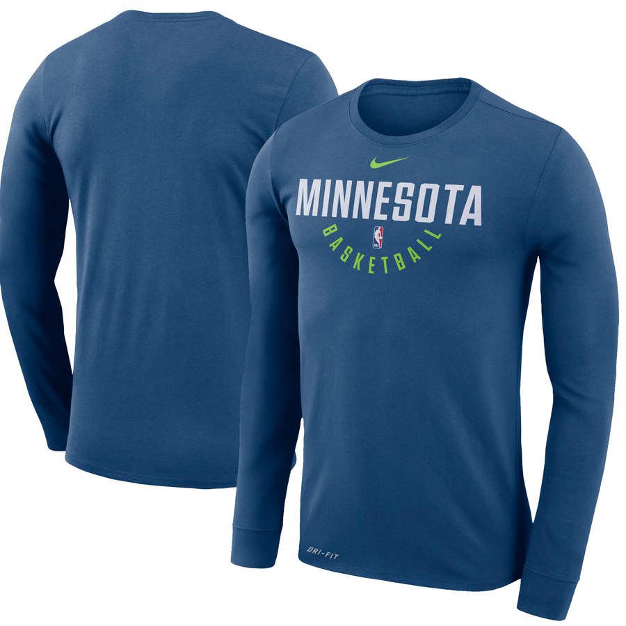 Minnesota Timberwolves Nike Practice Long Sleeve Performance T-Shirt Blue
