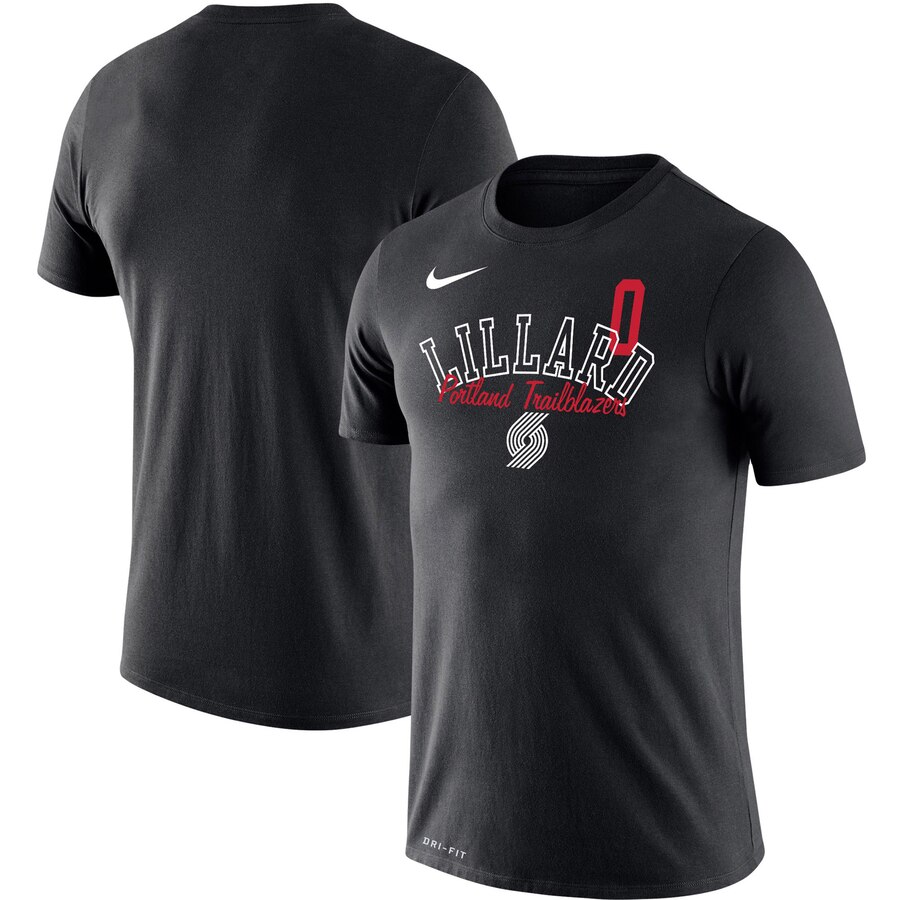 Portland Trail Blazers #0 Damian Lillard Nike Player Performance T-Shirt Black