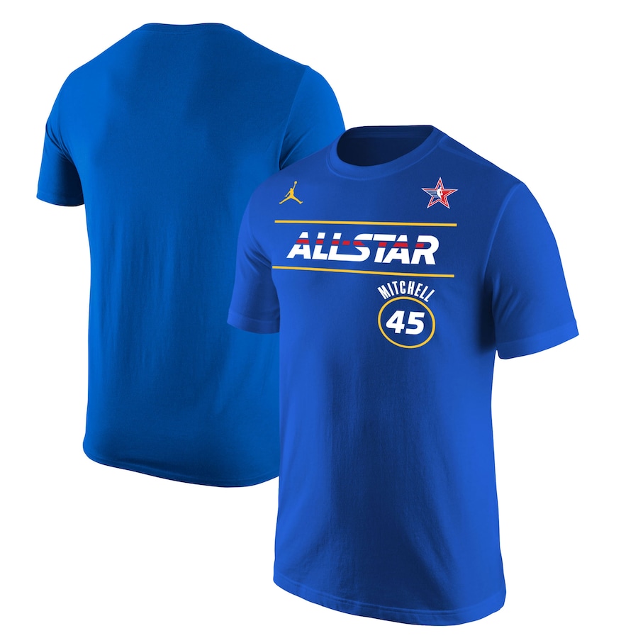 Men's #45 Donovan Mitchell Jordan Brand Royal 2021 NBA All-Star Game Name & Number T-Shirt