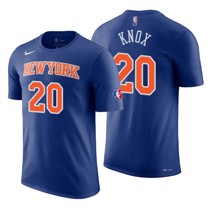 New York Knicks #20 Kevin Knox Blue Men's Nike 2021-22 NBA 75th Anniversary Diamond T-Shirt