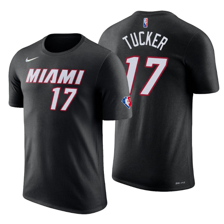 Miami Heat #17 P.J.Tucker Black Men's Nike 2021-22 NBA 75th Anniversary Diamond T-Shirt